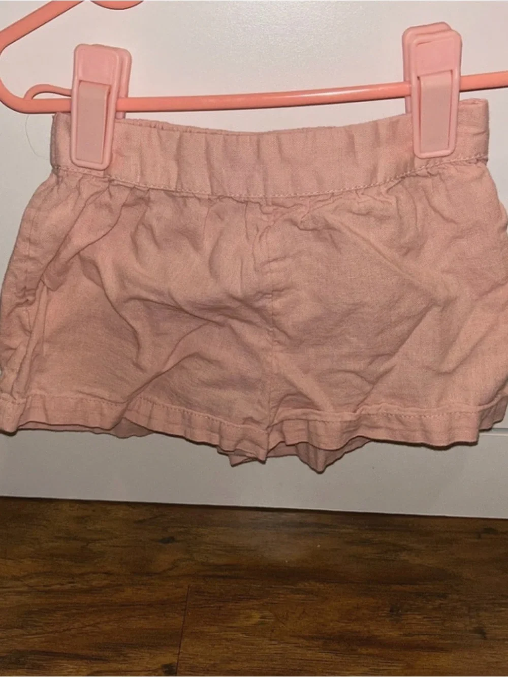 Primark White Top with Pink Embroidered Flowers and Pink Shorts Set
